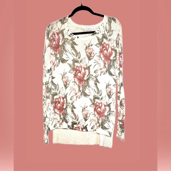 Abercrombie & Fitch Floral Boat Neck Long-Sleeved High-Low Sweater, S - Picture 2 of 15